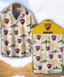 Ducatti Yellow Coconut Pattern Combo 3D Hawaiian Shirt And Shorts