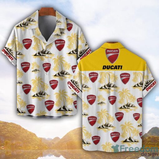 Ducatti Yellow Coconut Pattern Combo 3D Hawaiian Shirt And Shorts Product Photo 1