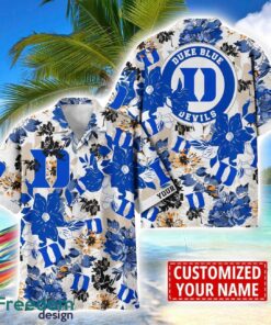 Duke Blue Devils Aloha 3D Hawaiian Shirt Flower Sport Team Beach Shirt Custom Name