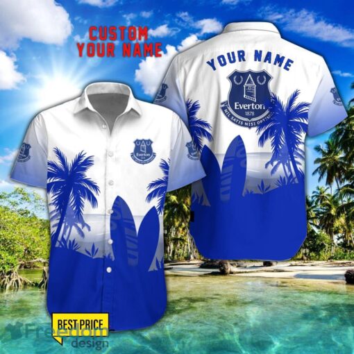 Everton F.C Combo Hawaiian Shirt And Shorts Surfboards Coconut Custom Name For Fans Product Photo 1