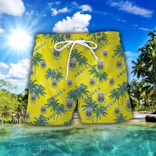 FC Arouca 3D Hawaiian Shirt and Shorts Vinatge Tree Pattern Beach Shirt For Fans Product Photo 2