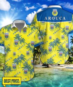 FC Arouca 3D Hawaiian Shirt and Shorts Vinatge Tree Pattern Beach Shirt For Fans