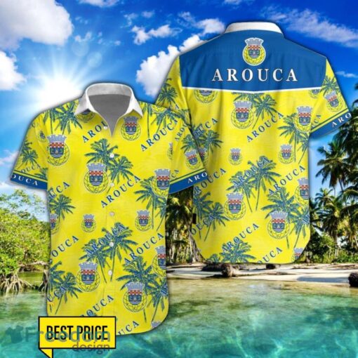 FC Arouca 3D Hawaiian Shirt and Shorts Vinatge Tree Pattern Beach Shirt For Fans Product Photo 1