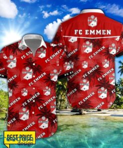 FC Emmen 3D Hawaiian Shirt and Shorts Vinatge Tree Pattern Beach Shirt For Fans