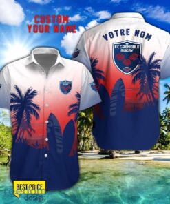 FC Grenoble Rugby Combo Hawaiian Shirt And Shorts Surfboards Coconut Custom Name For Fans