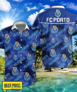 FC Porto 3D Hawaiian Shirt and Shorts Vinatge Tree Pattern Beach Shirt For Fans