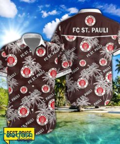 FC St. Pauli 3D Hawaiian Shirt and Shorts Vinatge Tree Pattern Beach Shirt For Fans