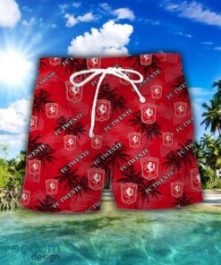 FC Twente 3D Hawaiian Shirt and Shorts Vinatge Tree Pattern Beach Shirt For Fans Product Photo 2