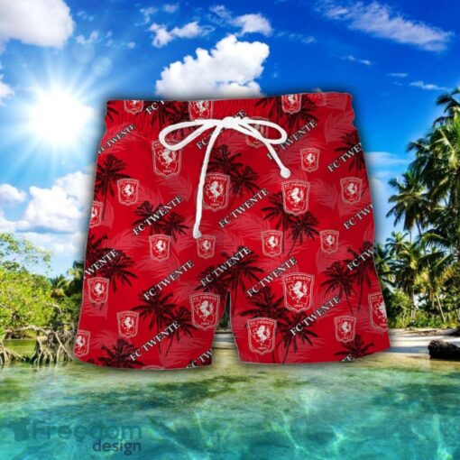 FC Twente 3D Hawaiian Shirt and Shorts Vinatge Tree Pattern Beach Shirt For Fans Product Photo 2