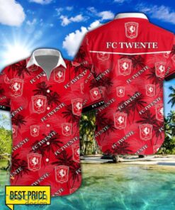 FC Twente 3D Hawaiian Shirt and Shorts Vinatge Tree Pattern Beach Shirt For Fans