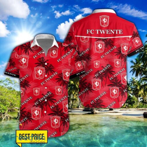 FC Twente 3D Hawaiian Shirt and Shorts Vinatge Tree Pattern Beach Shirt For Fans Product Photo 1