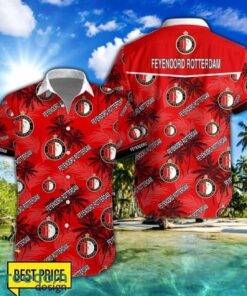 Feyenoord Rotterdam 3D Hawaiian Shirt and Shorts Vinatge Tree Pattern Beach Shirt For Fans