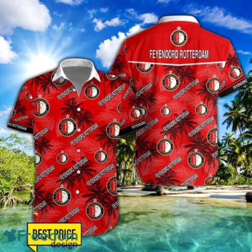 Feyenoord Rotterdam 3D Hawaiian Shirt and Shorts Vinatge Tree Pattern Beach Shirt For Fans Product Photo 1