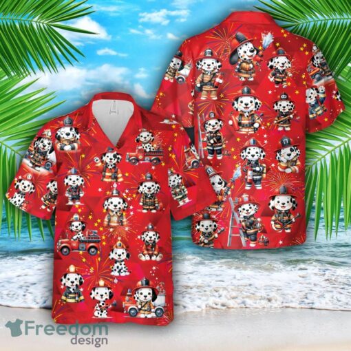 Firefighter Dalmatian, 4th Of July Hawaiian Shirt Product Photo 1