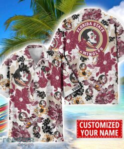 Florida State Seminoles Aloha 3D Hawaiian Shirt Flower Sport Team Beach Shirt Custom Name