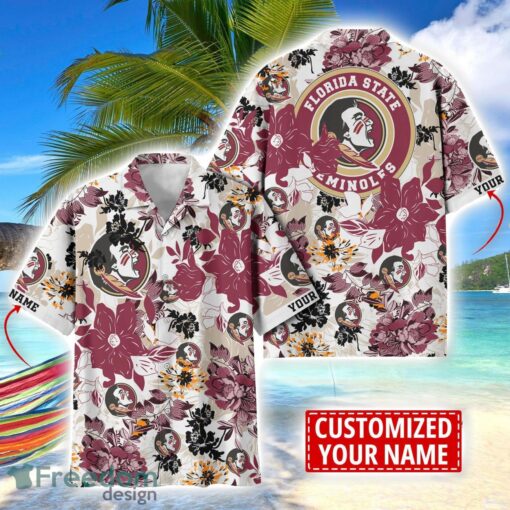 Florida State Seminoles Aloha 3D Hawaiian Shirt Flower Sport Team Beach Shirt Custom Name Product Photo 1