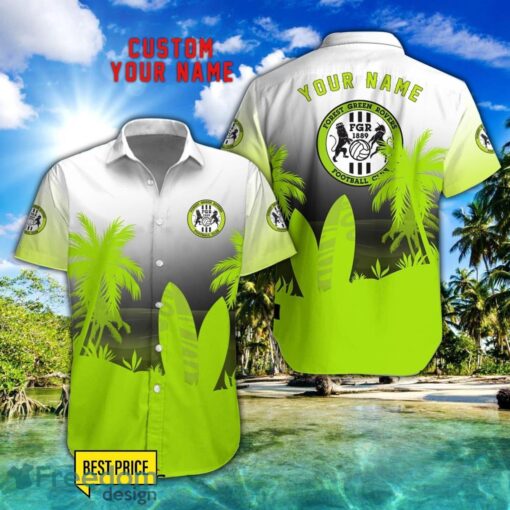 Forest Green Combo Hawaiian Shirt And Shorts Surfboards Coconut Custom Name For Fans Product Photo 1