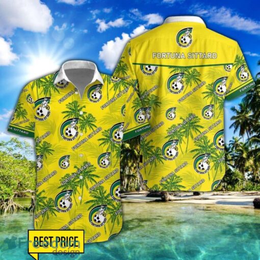 Fortuna Sittard 3D Hawaiian Shirt and Shorts Vinatge Tree Pattern Beach Shirt For Fans Product Photo 1