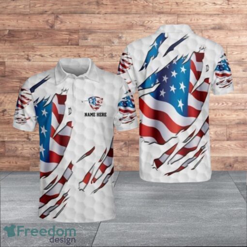 Funny American Flag Patriotic Golf Custom Name Halloween For Men Polo Shirt Product Photo 1