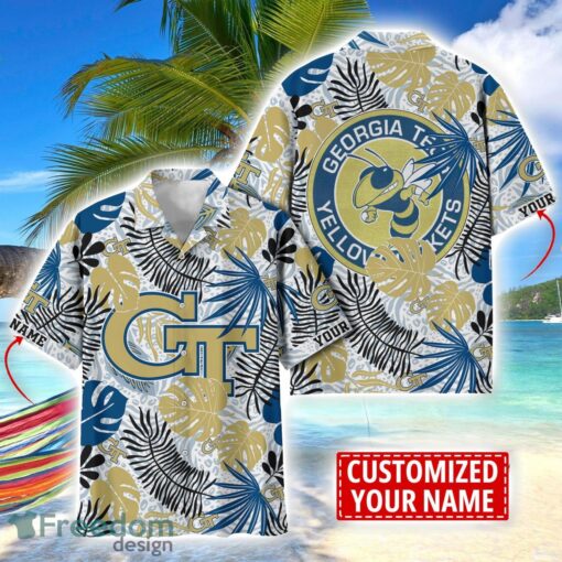 Georgia Tech Yellow Jackets Aloha Hawaiian Shirt Custom Name Summer Gift Holiday Team Shirt Product Photo 1