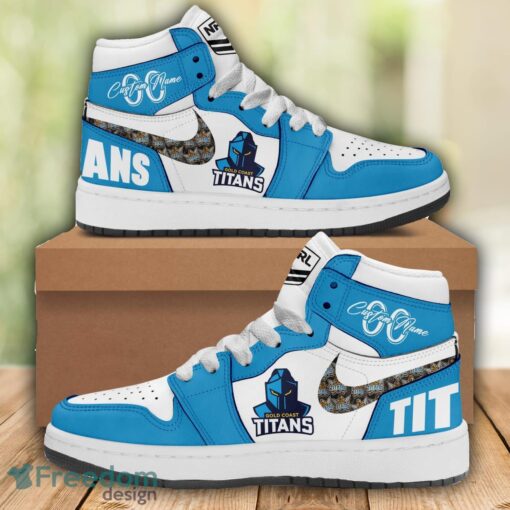 Gold Coast Titans NRL Air Jordan 1 Hight Top Shoes For Men Women Custom Name And Number Product Photo 1