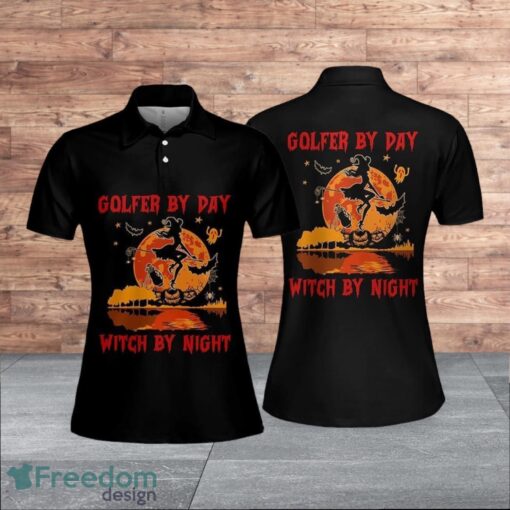 Golfer By Day Witch By Night Halloween Dark Style For Women Polo Shirt Product Photo 1