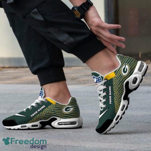 Green Bay Packers Custom Name NFL Striped Pattern Air Cushion Sneakers Product Photo 2