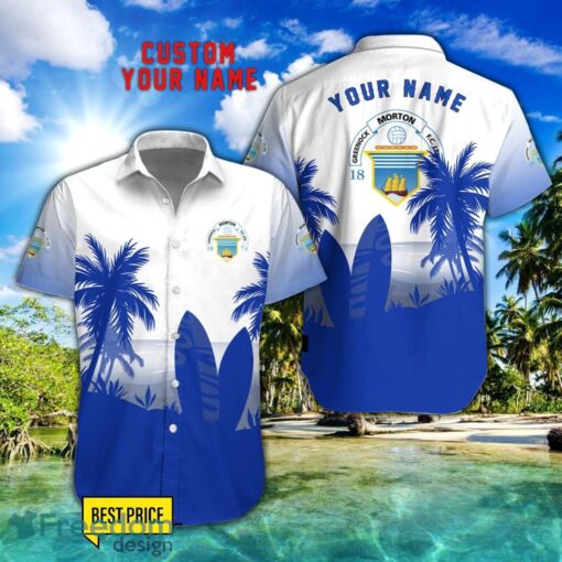 Greenock Morton F.C. Combo Hawaiian Shirt And Shorts Surfboards Coconut Custom Name For Fans Product Photo 1