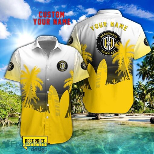 Harrogate Town AFC Combo Hawaiian Shirt And Shorts Surfboards Coconut Custom Name For Fans Product Photo 1