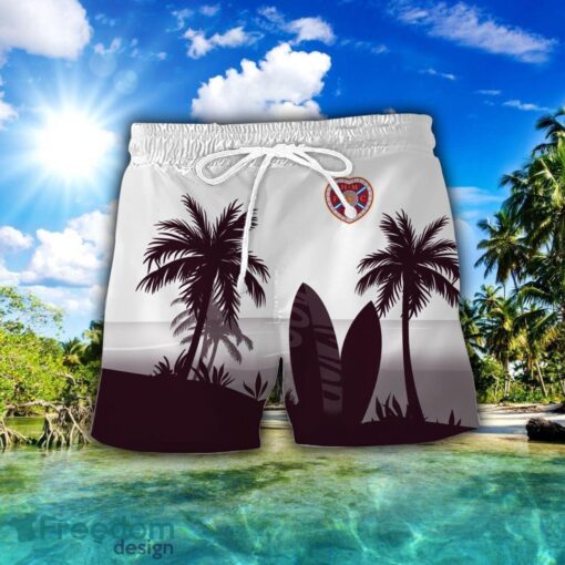 Heart of Midlothian F.C. Combo Hawaiian Shirt And Shorts Surfboards Coconut Custom Name For Fans Product Photo 2