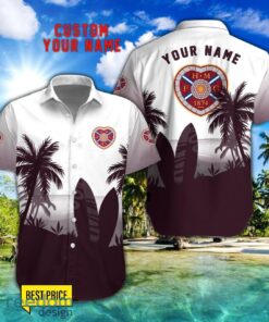 Heart of Midlothian F.C. Combo Hawaiian Shirt And Shorts Surfboards Coconut Custom Name For Fans