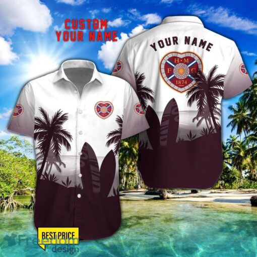 Heart of Midlothian F.C. Combo Hawaiian Shirt And Shorts Surfboards Coconut Custom Name For Fans Product Photo 1