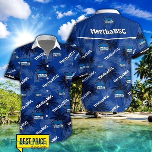 Hertha BSC 3D Hawaiian Shirt and Shorts Vinatge Tree Pattern Beach Shirt For Fans Product Photo 1