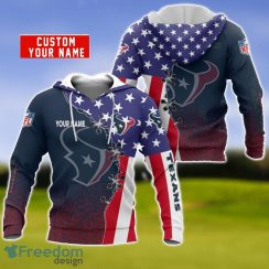 Houston Texans US Flag 3D Hoodie For Sport Fans Custom Name