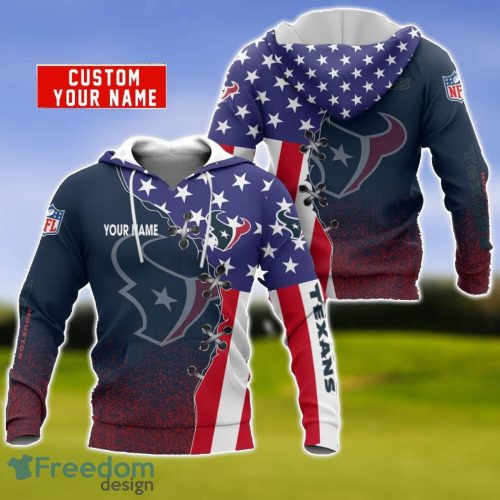 Houston Texans US Flag 3D Hoodie For Sport Fans Custom Name Product Photo 1