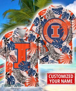 Illinois Fighting Illini Aloha Hawaiian Shirt Custom Name Summer Gift Holiday Team Shirt