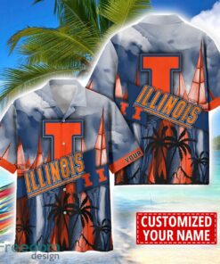 Illinois Fighting Illini Hawaii Shirt Custom Name Sports Team Beach Shirt