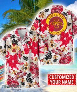 Iowa State Cyclones Aloha 3D Hawaiian Shirt Flower Sport Team Beach Shirt Custom Name