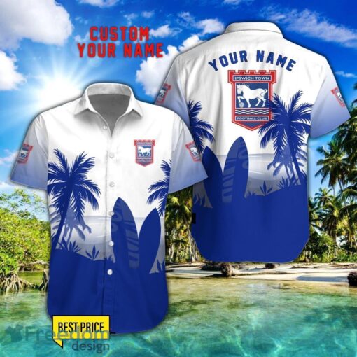 Ipswich Town F.C Combo Hawaiian Shirt And Shorts Surfboards Coconut Custom Name For Fans Product Photo 1