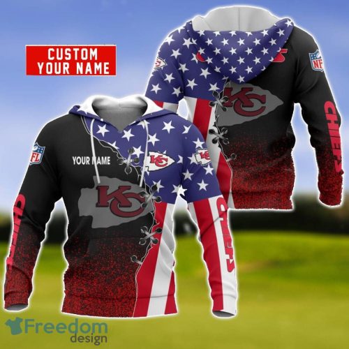 Kansas City Chiefs US Flag 3D Hoodie For Sport Fans Custom Name Product Photo 1