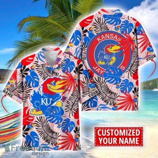 Kansas Jayhawks Aloha Hawaiian Shirt Custom Name Summer Gift Holiday Team Shirt Product Photo 1