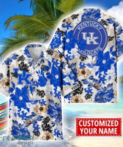 Kentucky Wildcats Aloha 3D Hawaiian Shirt Flower Sport Team Beach Shirt Custom Name