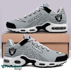 Las Vegas Raiders Custom Name NFL Logo Striped Pattern Air Cushion Sneakers Product Photo 1