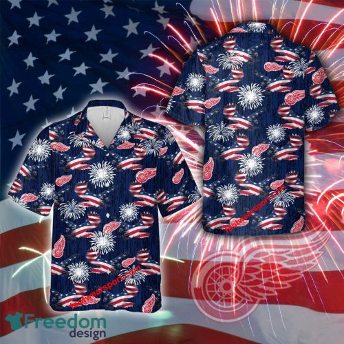 Limited NHL Detroit Red Wings Memory Eagle Pattern Aloha Hawaiian Shirt Independence Day - Limited NHL Detroit Red Wings Memory Eagle Pattern Aloha Hawaiian Shirt Independence Day