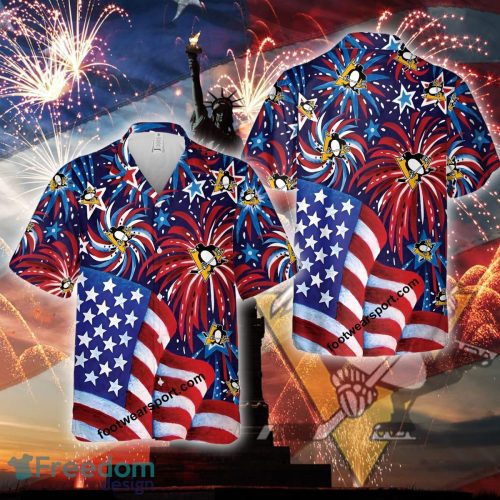 Limited NHL Pittsburgh Penguins US Flag Pattern Firework Memory Beach Hawaiian Shirt Independence Day - Limited NHL Pittsburgh Penguins US Flag Pattern Firework Memory Beach Hawaiian Shirt Independence Day