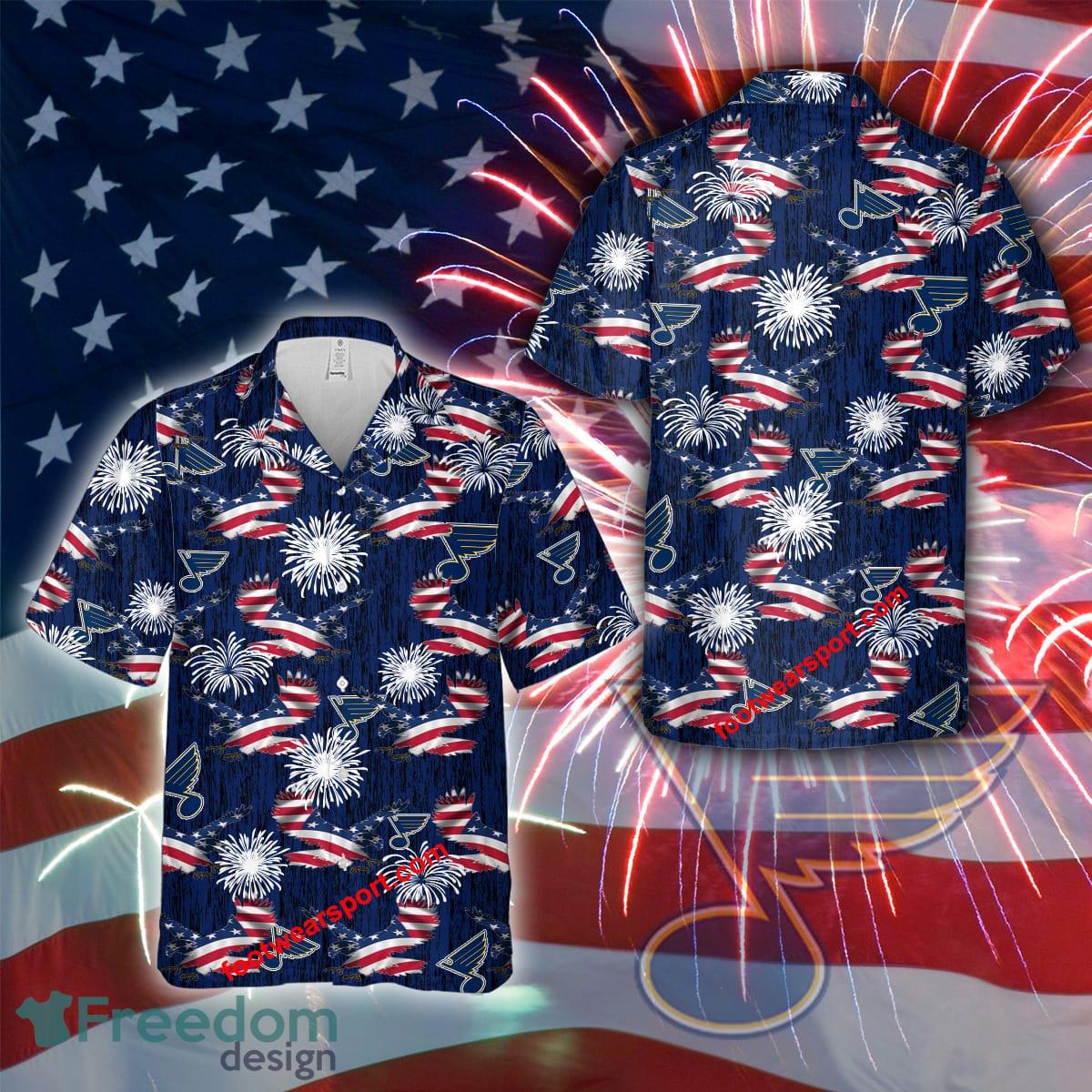 Limited NHL St. Louis Blues Memory Eagle Pattern 3D Hawaiian Shirt Independence Day - Limited NHL St. Louis Blues Memory Eagle Pattern 3D Hawaiian Shirt Independence Day