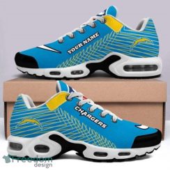 Los Angeles Chargers Logo Custom Name Striped Pattern Air Cushion Sneakers Product Photo 1