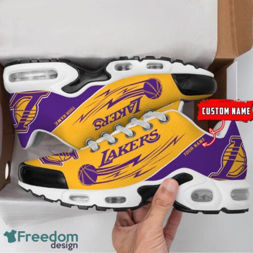 Los Angeles Lakers NBA Air Cushion Sports Shoes Custom Name TN Sneakers For Fans Product Photo 2