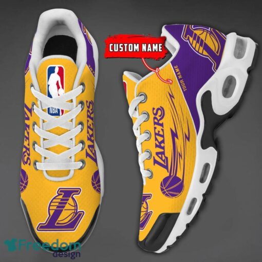 Los Angeles Lakers NBA Air Cushion Sports Shoes Custom Name TN Sneakers For Fans Product Photo 3