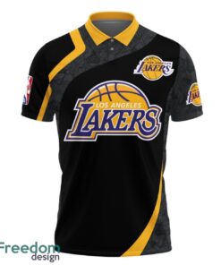 Los Angeles Lakers Style NBA Basketball Team Black 3D Polo Shirt